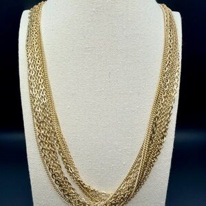 VTG Susan Graver Gold Tone Multi Strand Adjustable Necklace